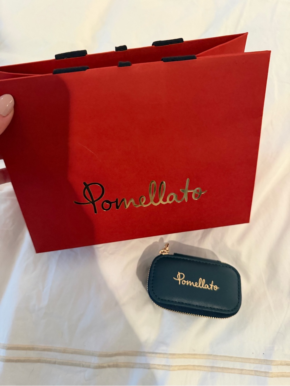 NWT Pomellato “JL” Leather Zip Jewelry Pouch